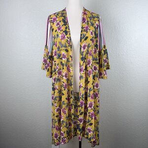 Grace + Emma Women's Kimono Floral Print Mustard S/M